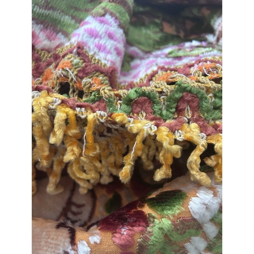 Vintage Italian Velvet Cherub Tapestry Bedspread 83x67